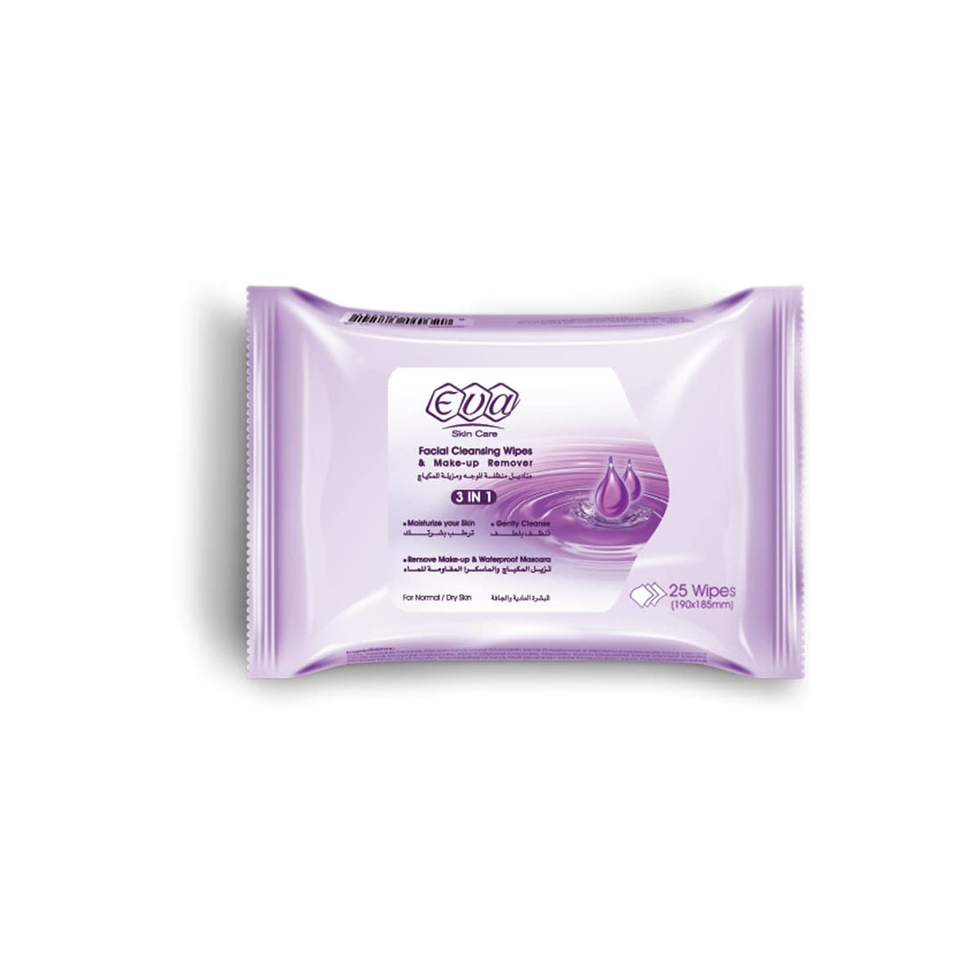 Eva Facial Wipes For Cleansing and Makeup Removal - 25 Wipes