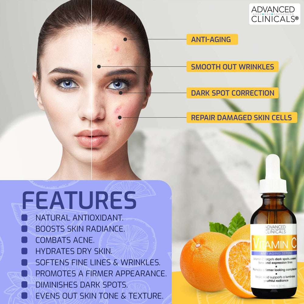 Advanced Clinicals Anti-Aging Vitamin C Face Serum - 52ml