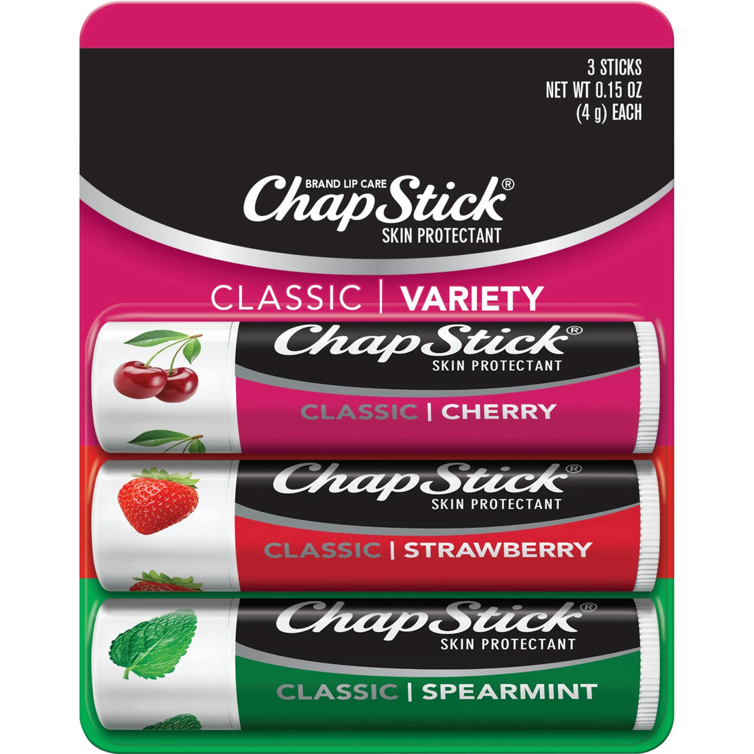 ChapStick Classic Cherry & Strawberry & Spearmint Lip Balm - 4gm