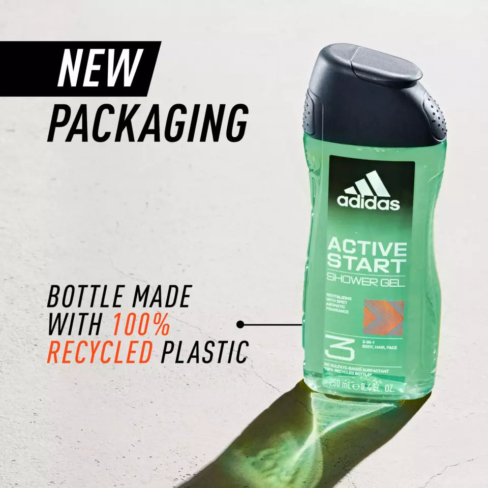 Adidas 3 In 1 Active Start Shower Gel – 250ml