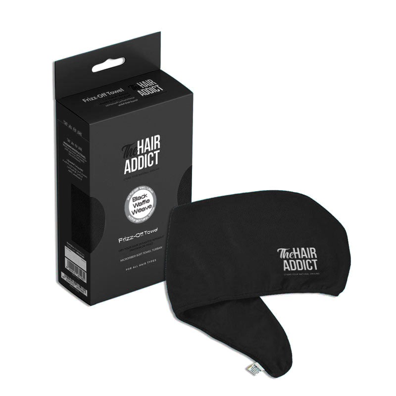 The Hair Addict Black Waffle Weave Frizz Off Towel - 100g