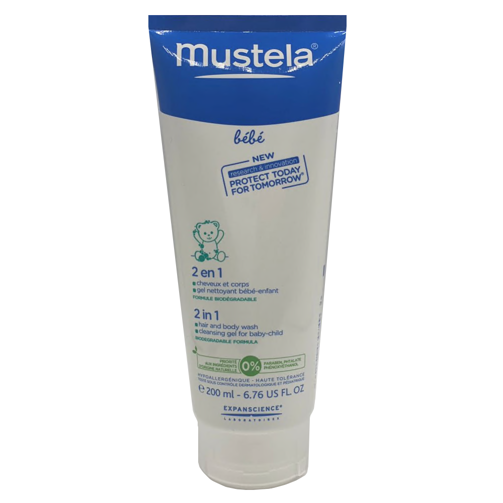 Mustela Bebe 2 in 1 Hair Body Wash Cleansing Gel Baby 200ml