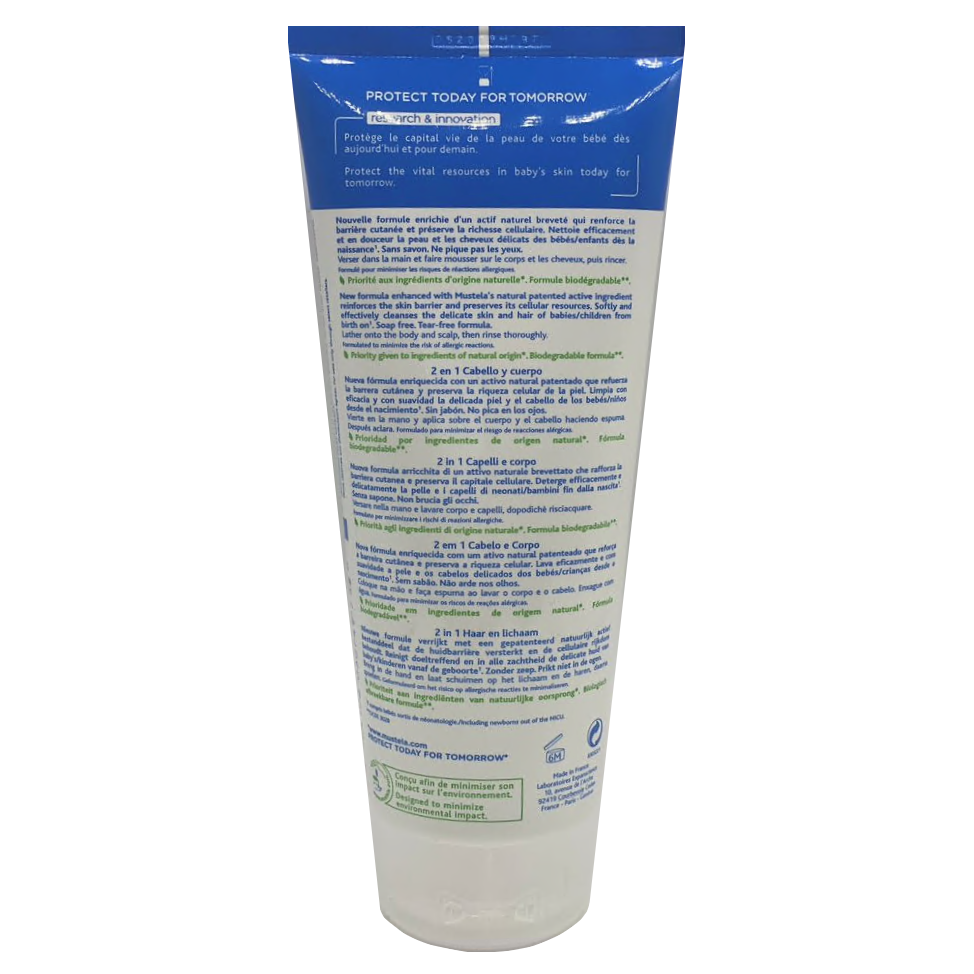 Mustela Bebe 2 in 1 Hair Body Wash Cleansing Gel Baby 200ml