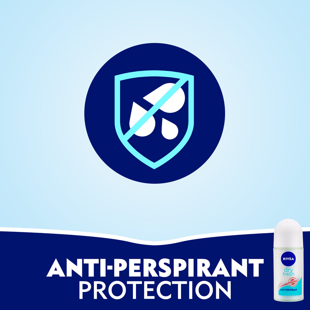 Nivea Dry Fresh, Antiperspirant for Women, Antibacterial Protection, Roll-on 50ml