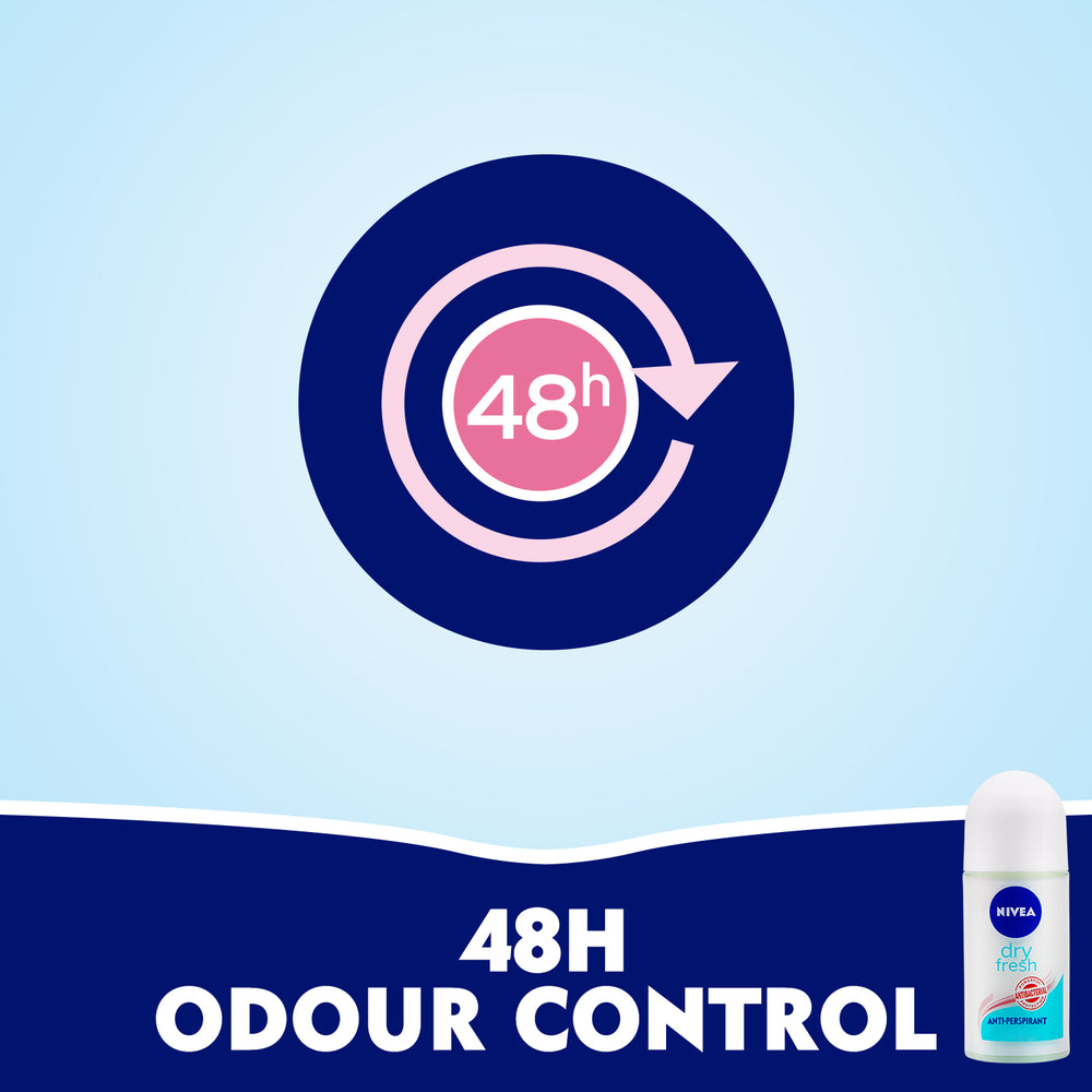 Nivea Dry Fresh, Antiperspirant for Women, Antibacterial Protection, Roll-on 50ml