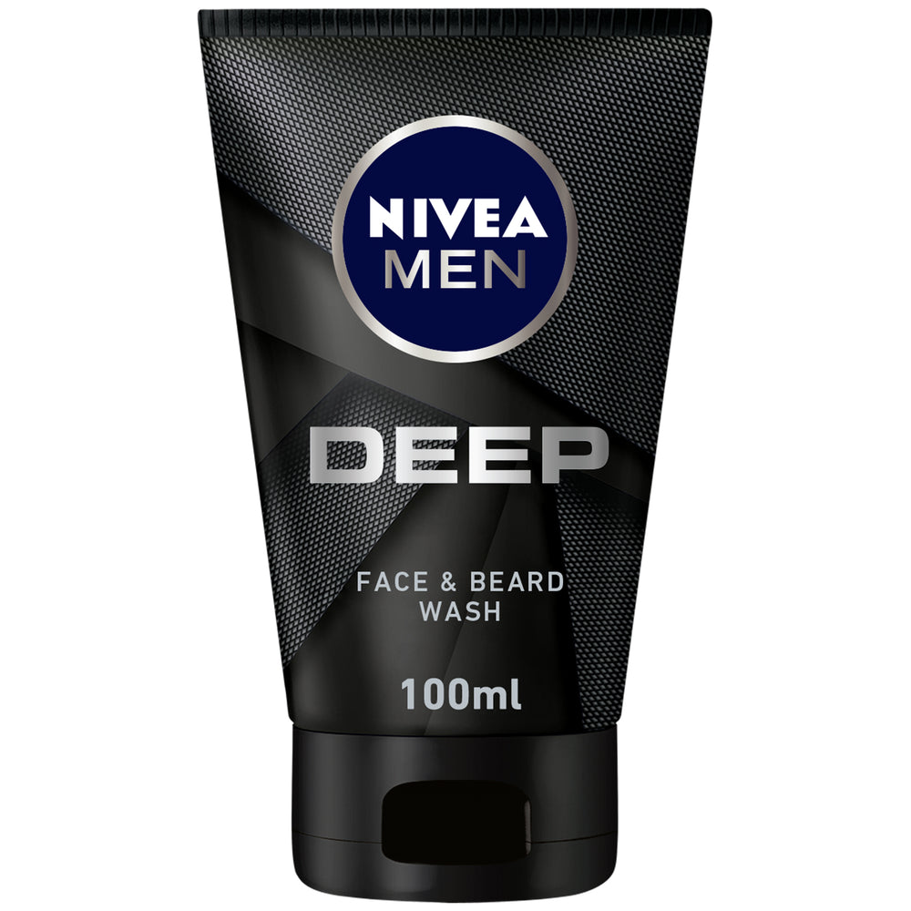 Nivea Men Deep Cleansing Face & Beard Wash, Active Charcoal, 100ml