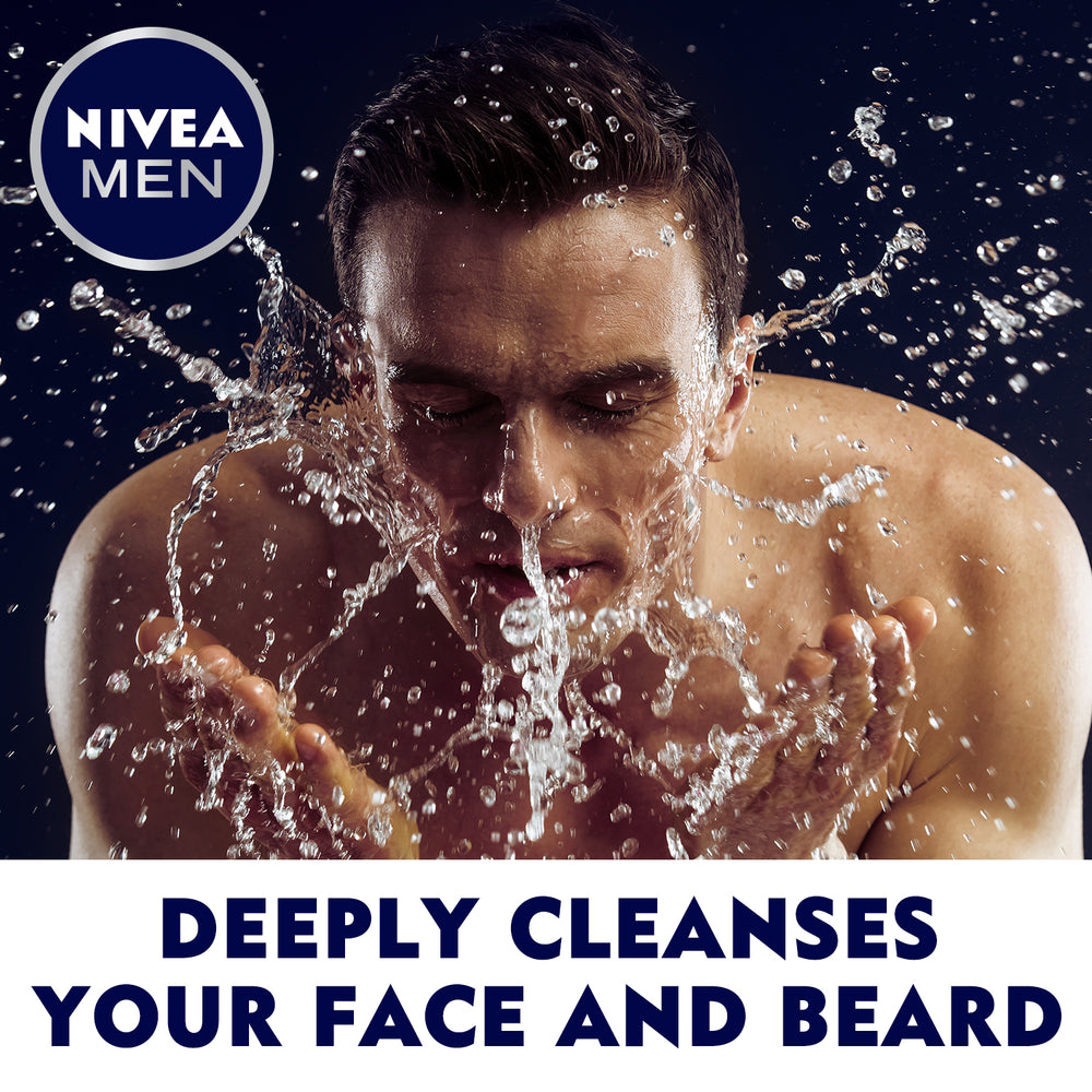 Nivea Men Deep Cleansing Face & Beard Wash, Active Charcoal, 100ml