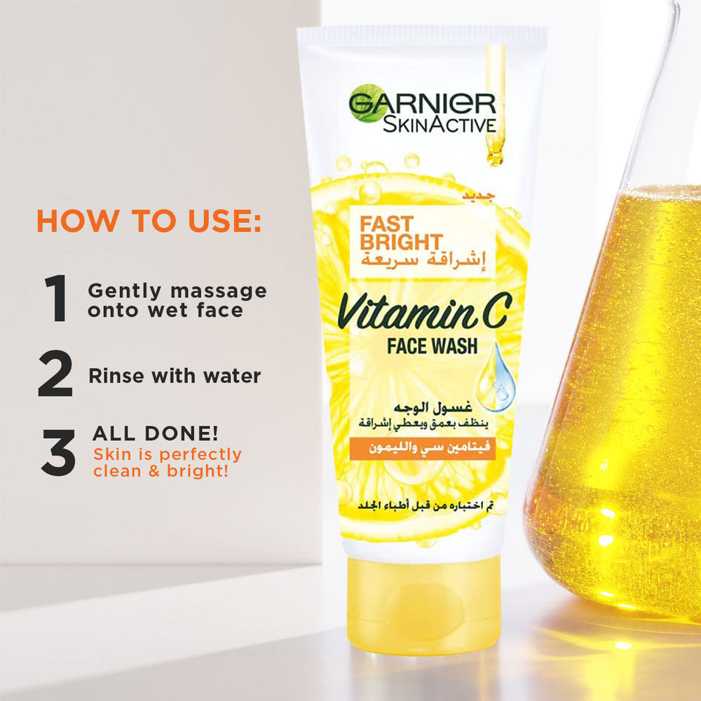 Garnier Skin Active Fast Bright Face Wash With Vitamin C And Lemon - 100ml