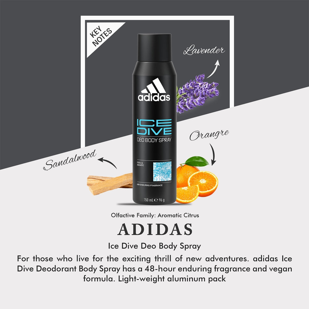 Adidas Ice Dive Cool &amp; Aquatic Deodorant Body Spray - 150ml