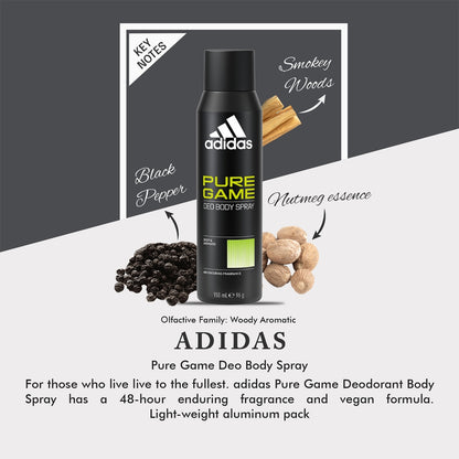 Adidas Pure Game Deep &amp; Aromatic Deodorant Body Spray - 150ml