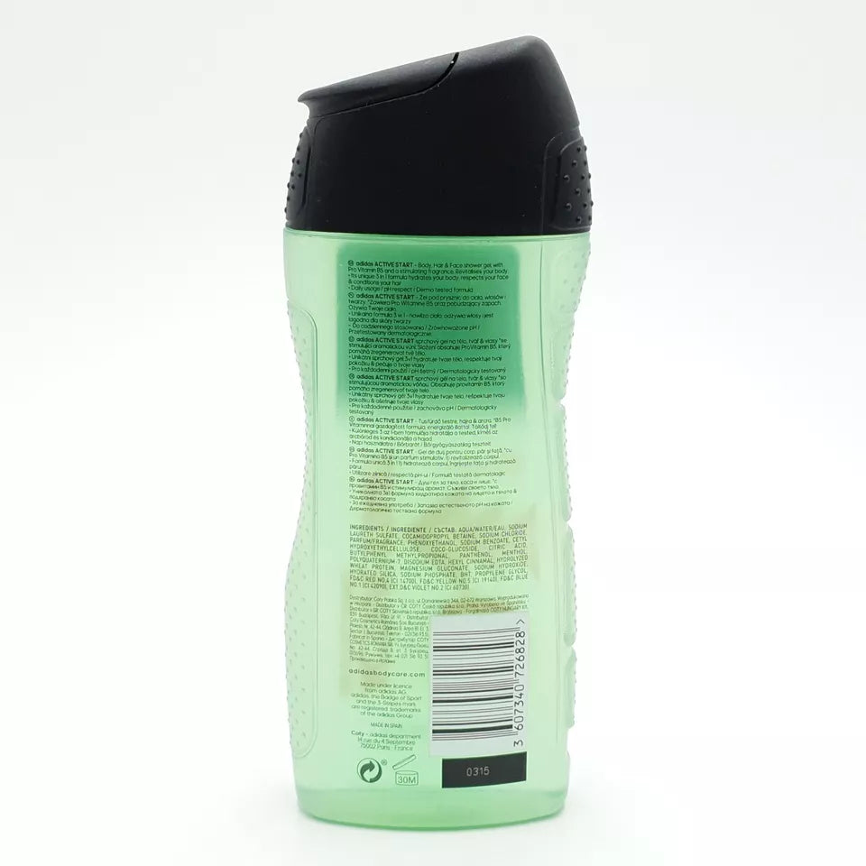 Adidas 3 In 1 Active Start Shower Gel – 250ml