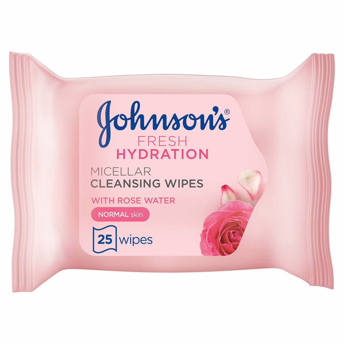 JOHNSON’S Cleansing Face Wipes, Fresh Hydration Micellar, Normal Skin, Pack of 25 wipes