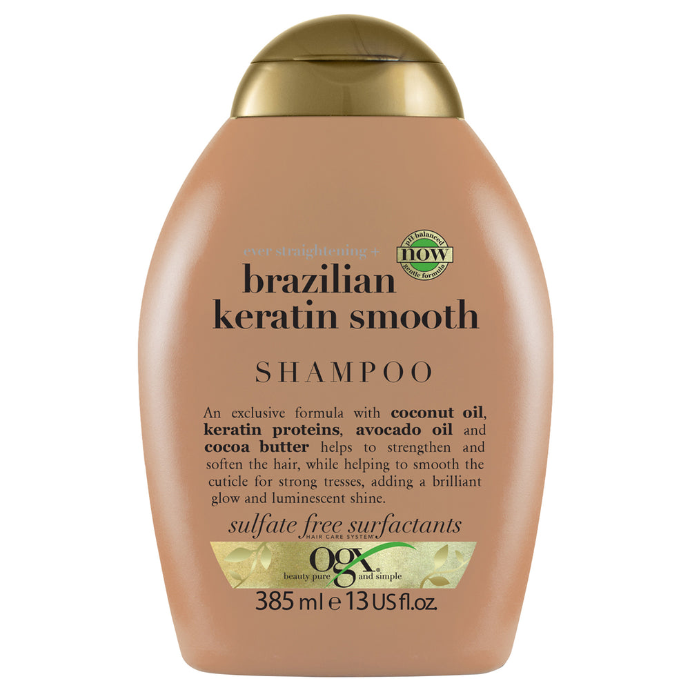 OGX, Shampoo, Ever Straightening+ Brazilian Keratin Smooth, New Gentle and PH Balanced Formula, 385ml