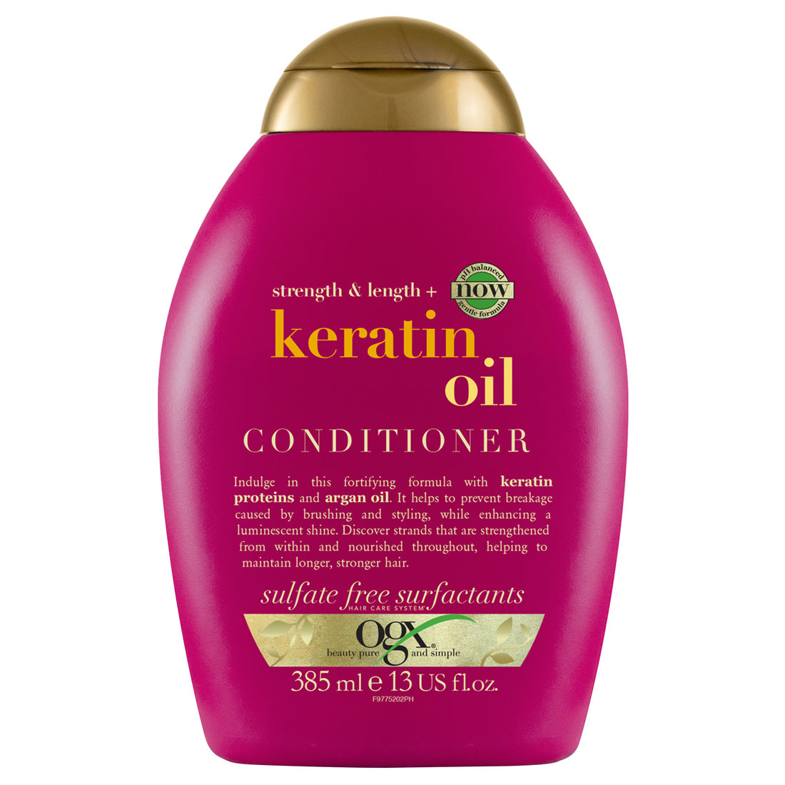 OGX, Conditioner, Strength &amp; Length+ Keratin Oil, New Gentle and PH Balanced Formula, 385ml