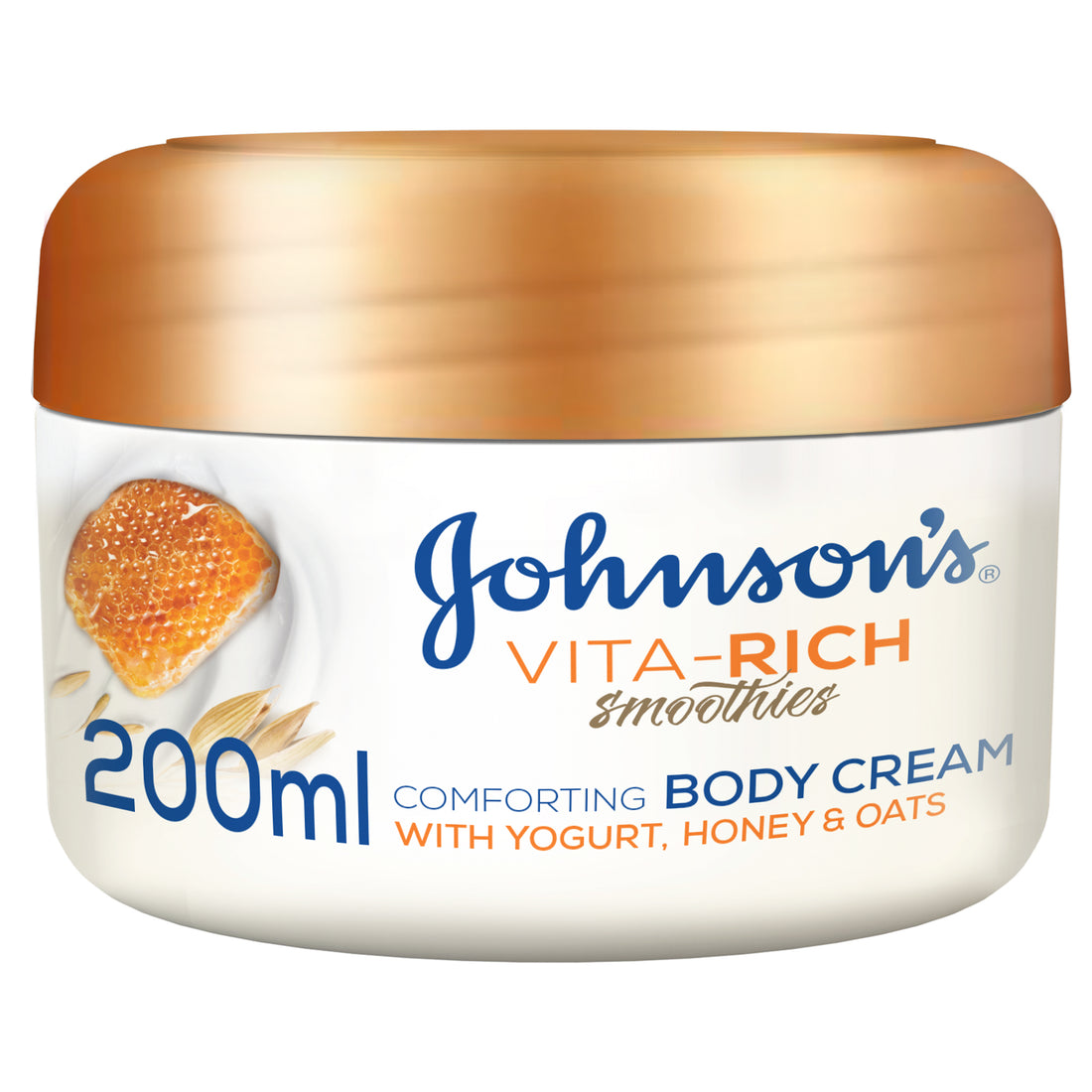 JOHNSON’S Body Cream, Vita-Rich, Smoothies, Comforting, Yogurt, Honey &amp; Oats, 200ml