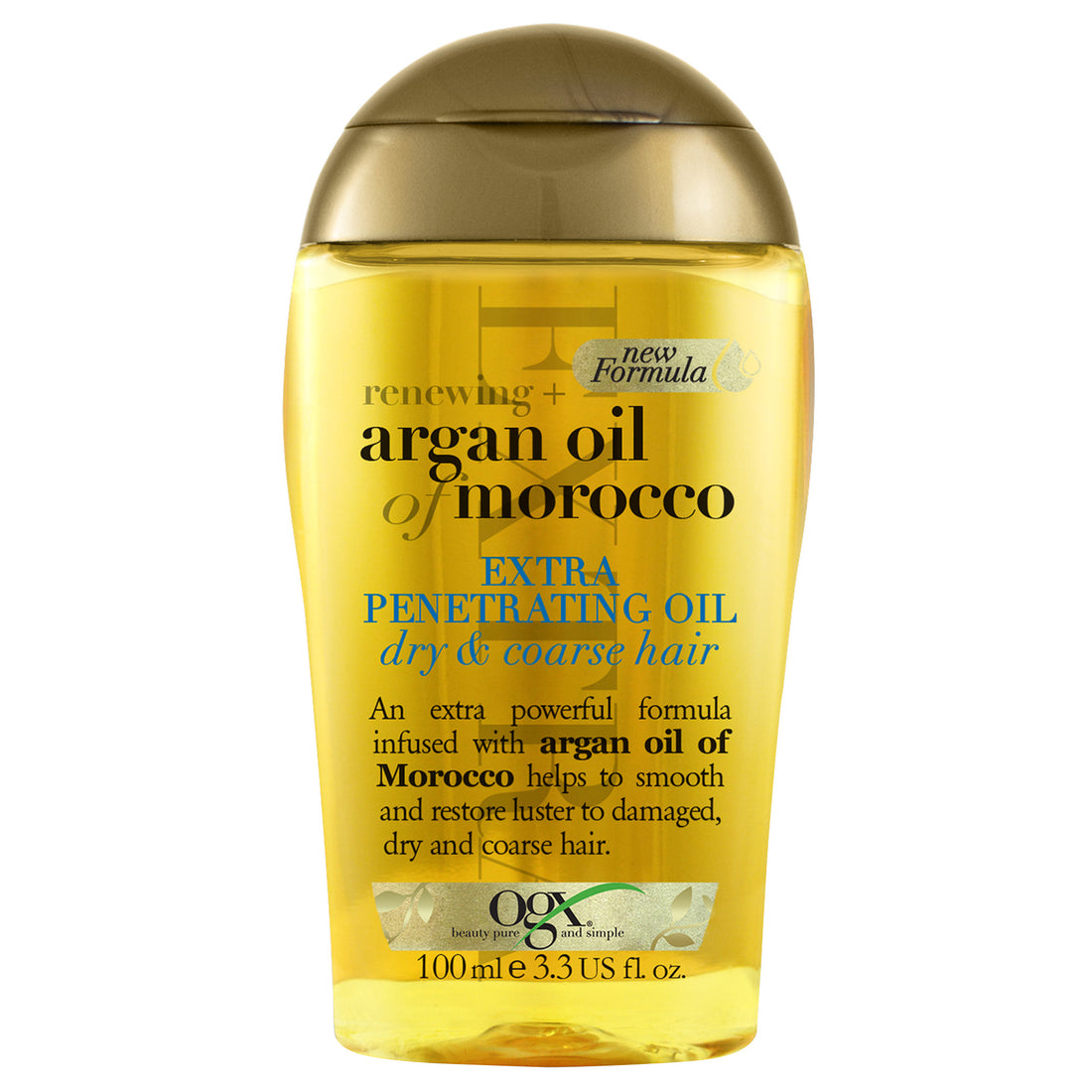 OGX, Hair Oil, Renewing+ Argan Oil of Morocco, Extra Penetrating Oil, Dry &amp; Coarse Hair Types, New Formula, 100ml