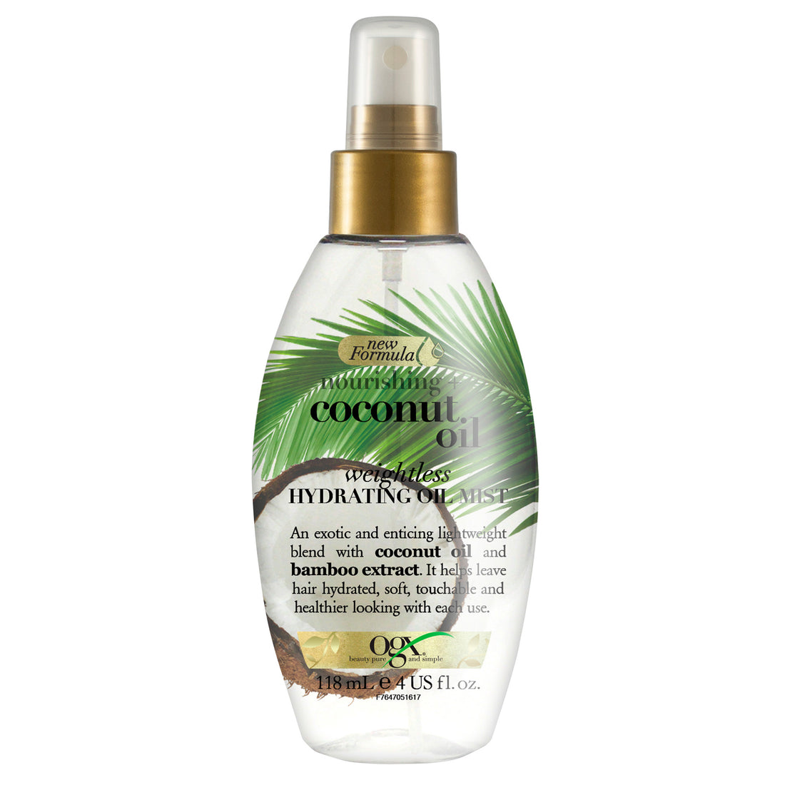 OGX, Hair Oil, Nourishing+ Coconut Oil, Weightless Hydrating Oil Mist, Spray, New Formula, 118ml
