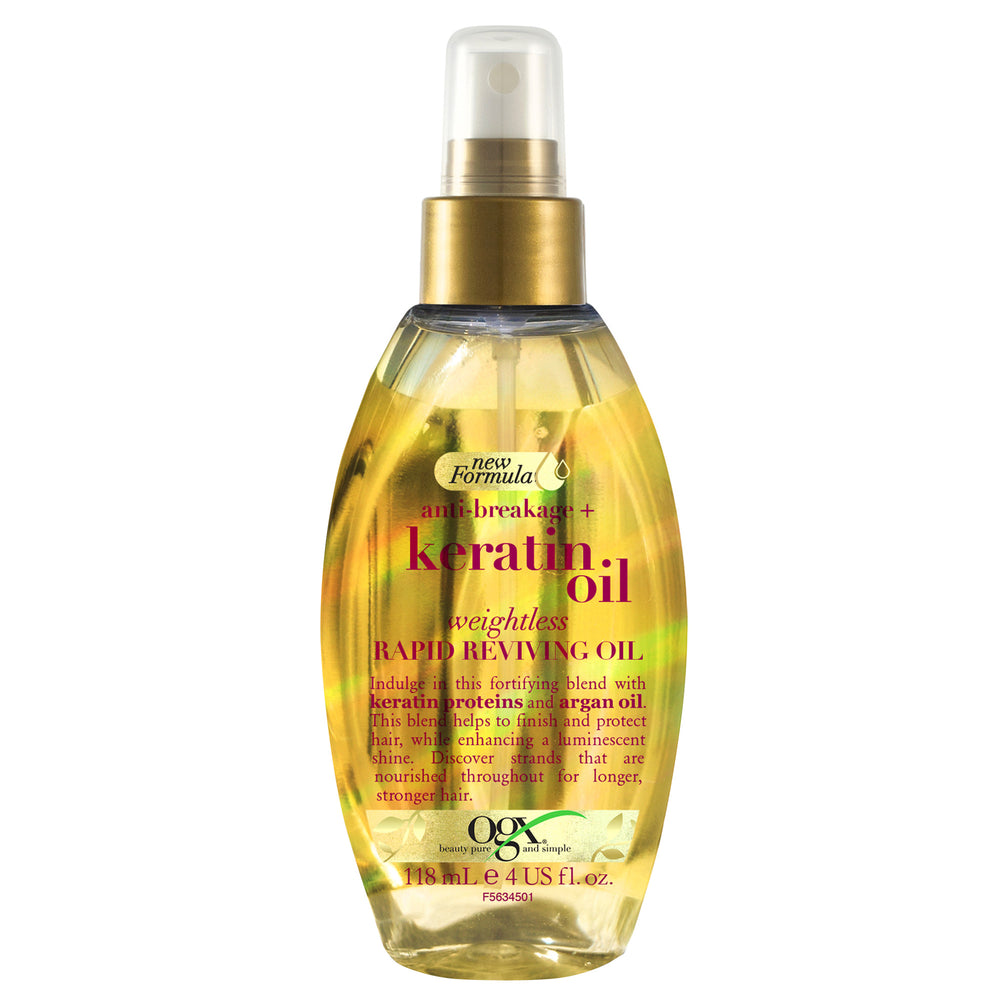 OGX, Hair Oil, Anti-Breakage+ Keratin Oil, Rapid Reviving, Spray, New Formula, 118ml