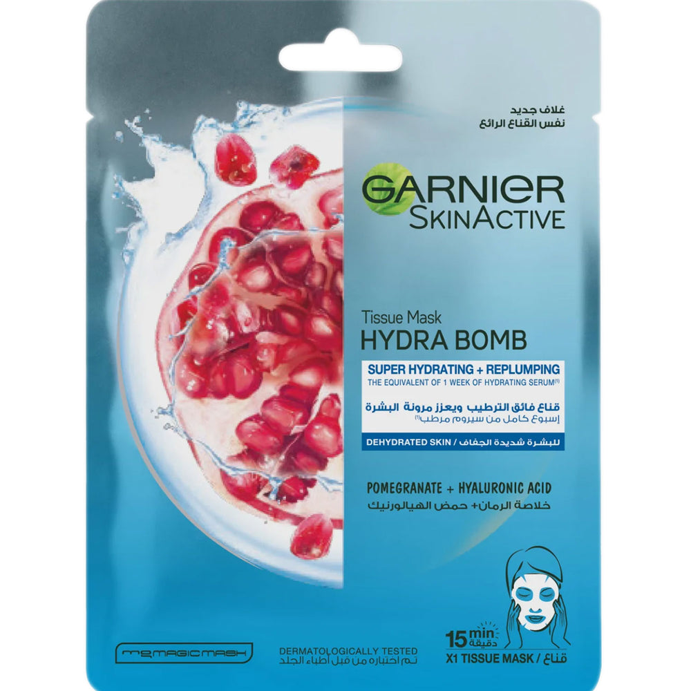 Garnier Tissue Mask - Hydra Bomb / Pomegranate + Hyaluronic Acid / Normal &amp; Dry Skin