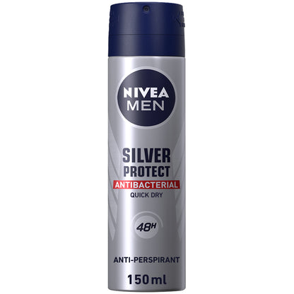 Nivea Men Silver Protect, Antiperspirant for Men, Antibacterial Protection, Spray 150ml