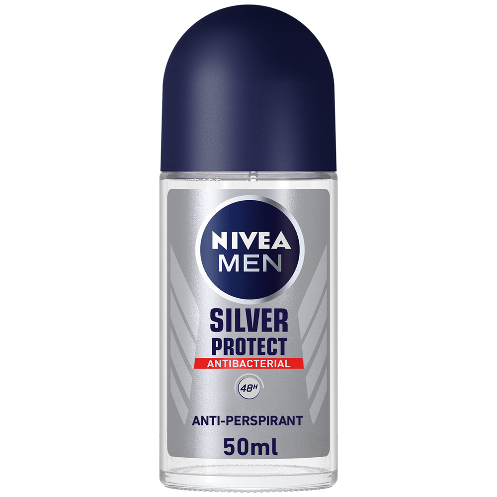 Nivea Men Silver Protect, Antiperspirant for Men, Antibacterial Protection, Roll-on 50ml