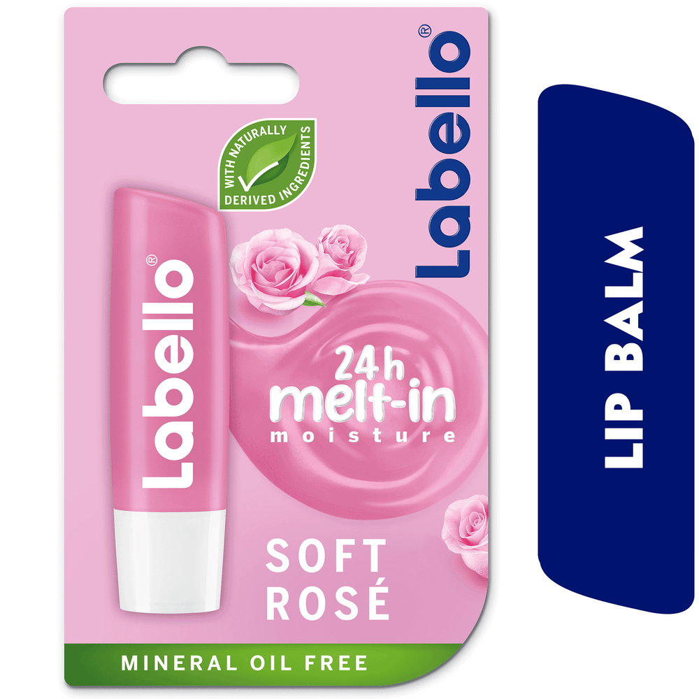 Labello Lip Care, Moisturizing Lip Balm, Soft Rose, 4.8g