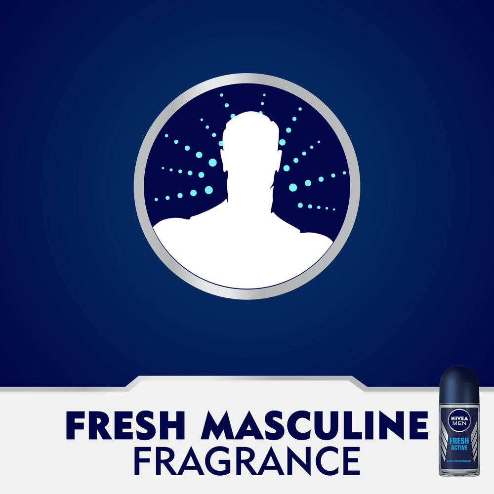 Nivea Men Fresh Active, Antiperspirant for Men, Fresh Scent, Roll-on 50ml