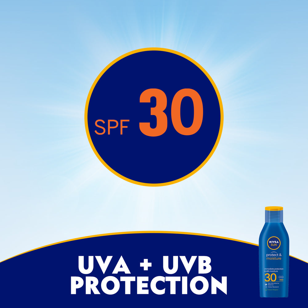 Nivea Sun Protect &amp; Moisture Sun Lotion, UVA &amp; UVB Protection, SPF 30, 200ml