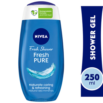 Nivea Fresh Pure Shower Gel, Sea Minerals, Aquatic Scent, 250ml