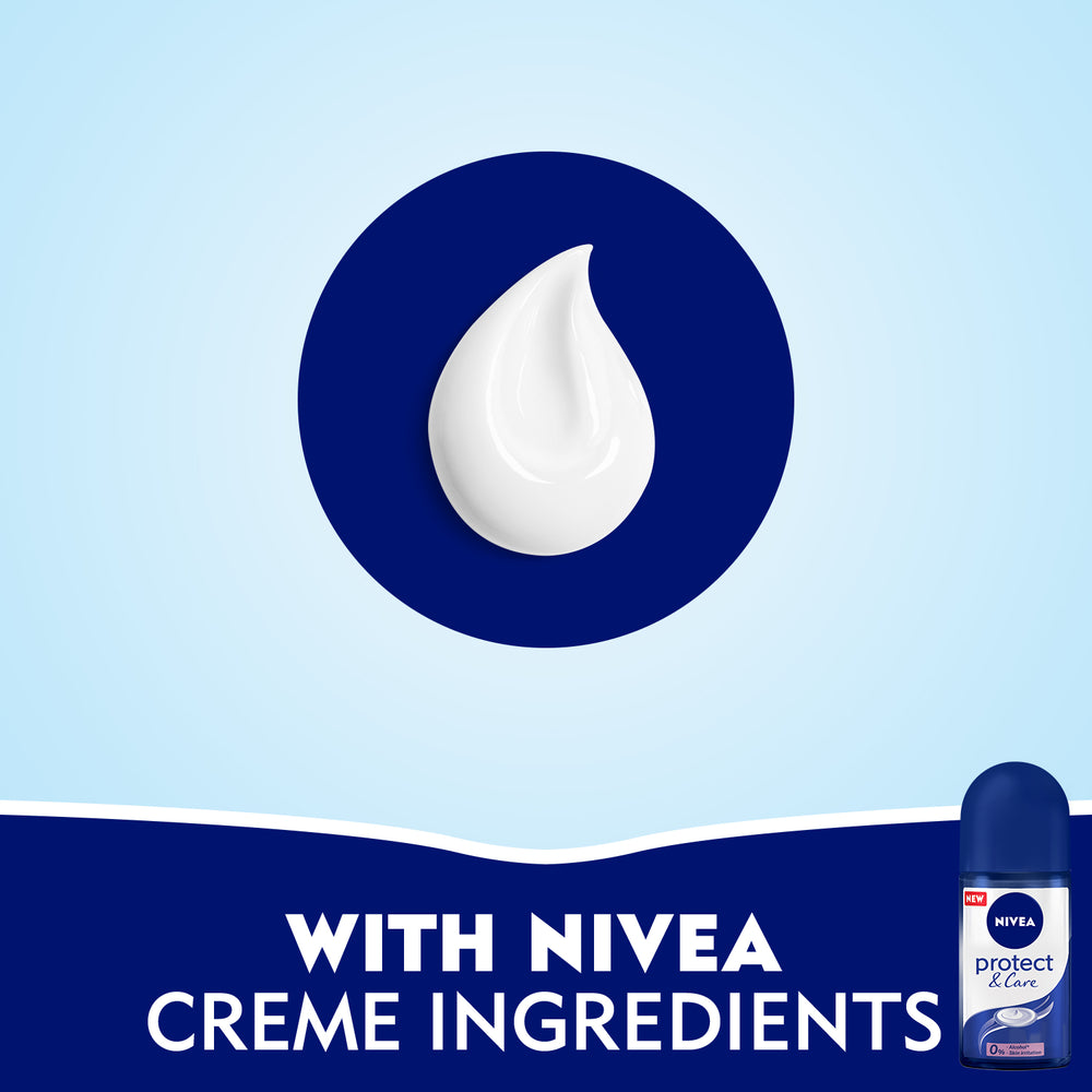 Nivea Protect &amp; Care, Antiperspirant for Women, No Ethyl Alcohol, Roll-on 50ml