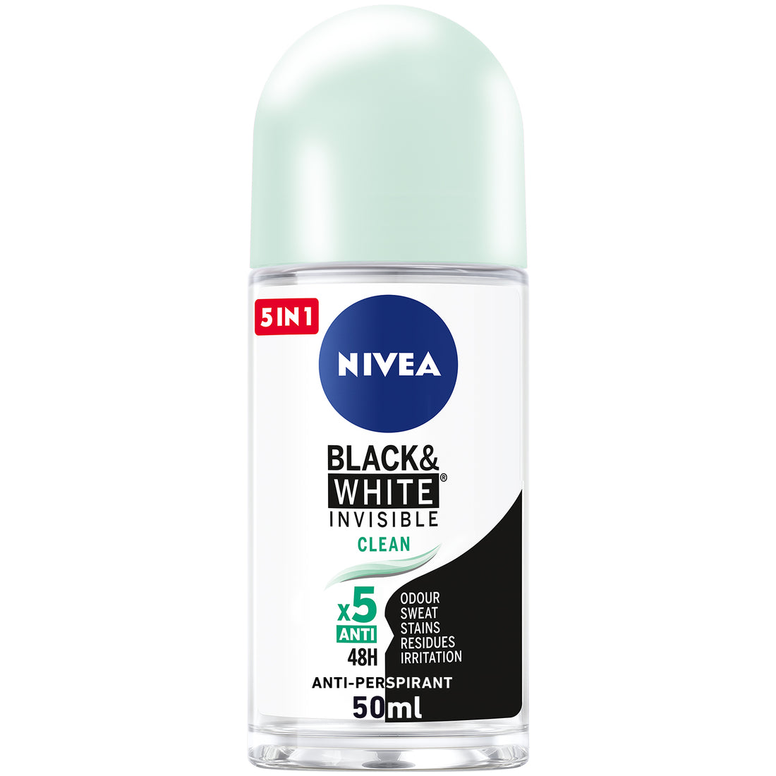 Nivea Black &amp; White Invisible Clean, Antiperspirant for Women, Roll-on 50ml