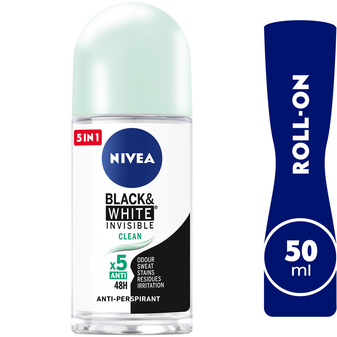 Nivea Black &amp; White Invisible Clean, Antiperspirant for Women, Roll-on 50ml