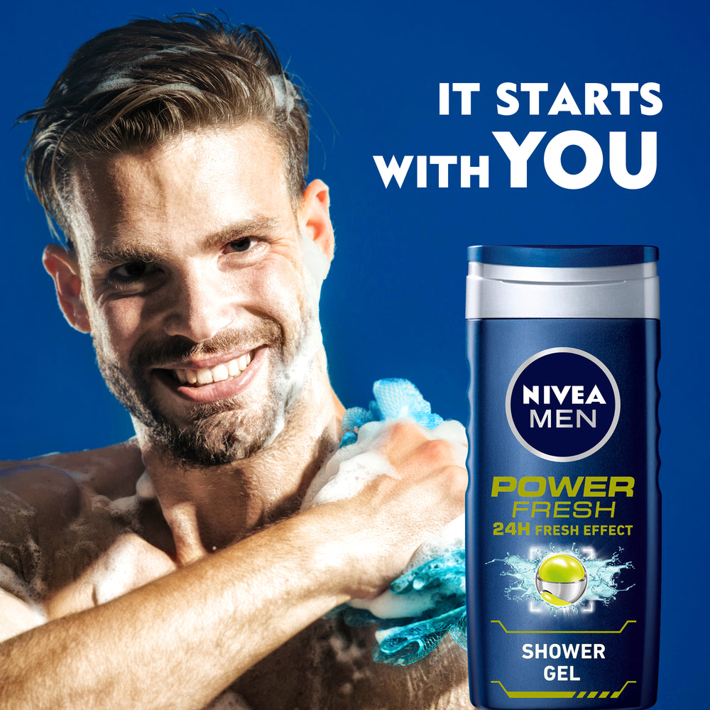 Nivea Men Power Fresh Shower Gel 3in1, 24h Fresh Effect, Citrus Scent, 250ml