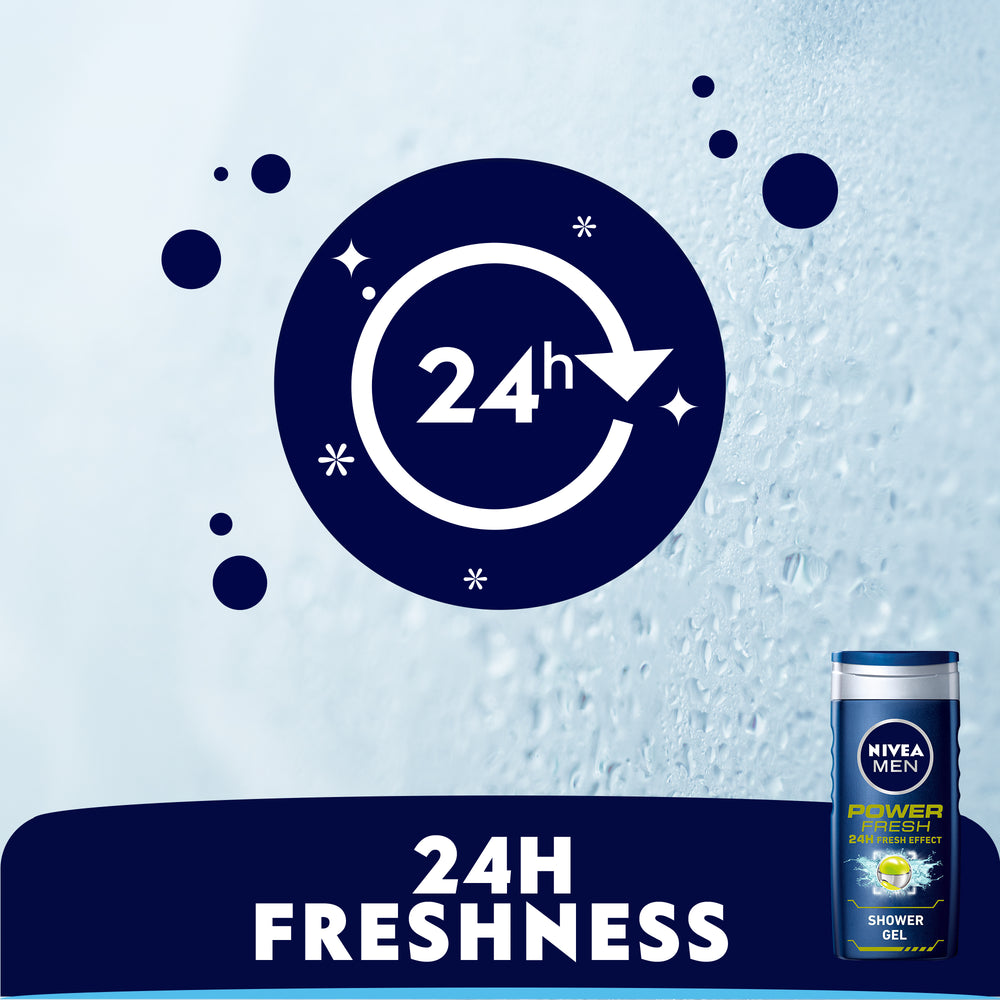 Nivea Men Power Fresh Shower Gel 3in1, 24h Fresh Effect, Citrus Scent, 250ml