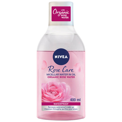 Nivea Micellar Organic Rose Water Makeup Remover, All Skin Types, 400ml