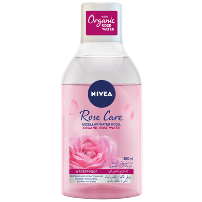 Nivea Micellar Organic Rose Water Makeup Remover, All Skin Types, 400ml