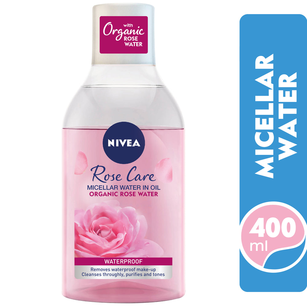 Nivea Micellar Organic Rose Water Makeup Remover, All Skin Types, 400ml