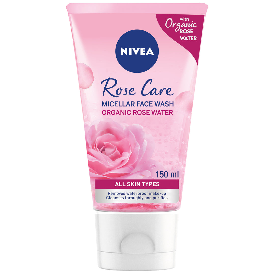 Nivea Micellar Organic Rose Water Face Wash, All Skin Types, 150ml