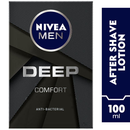 Nivea Men Deep After Shave Lotion, Antibacterial Black Carbon, Woody Scent, 100ml