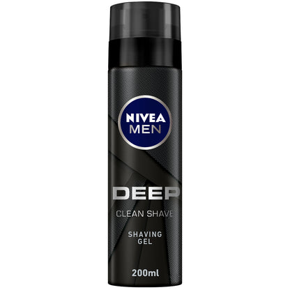 Nivea Men Deep Clean Shave Shaving Gel, Antibacterial Black Carbon, 200ml