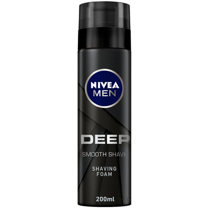 Nivea Men Deep Smooth Shave Shaving Foam, Antibacterial Black Carbon, 200ml