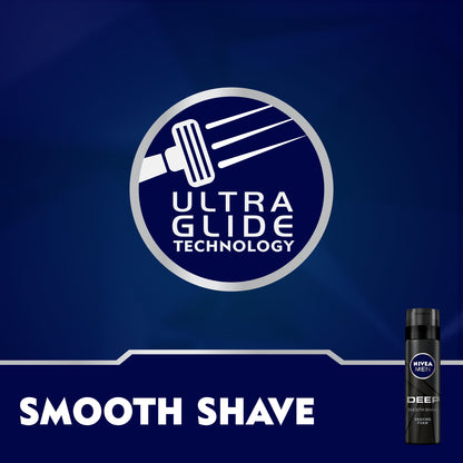 Nivea Men Deep Smooth Shave Shaving Foam, Antibacterial Black Carbon, 200ml