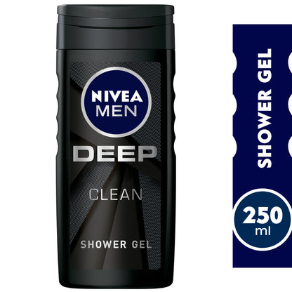 Nivea Men Deep Shower Gel 3in1, Micro-Fine Clay, Woody Scent, 250ml