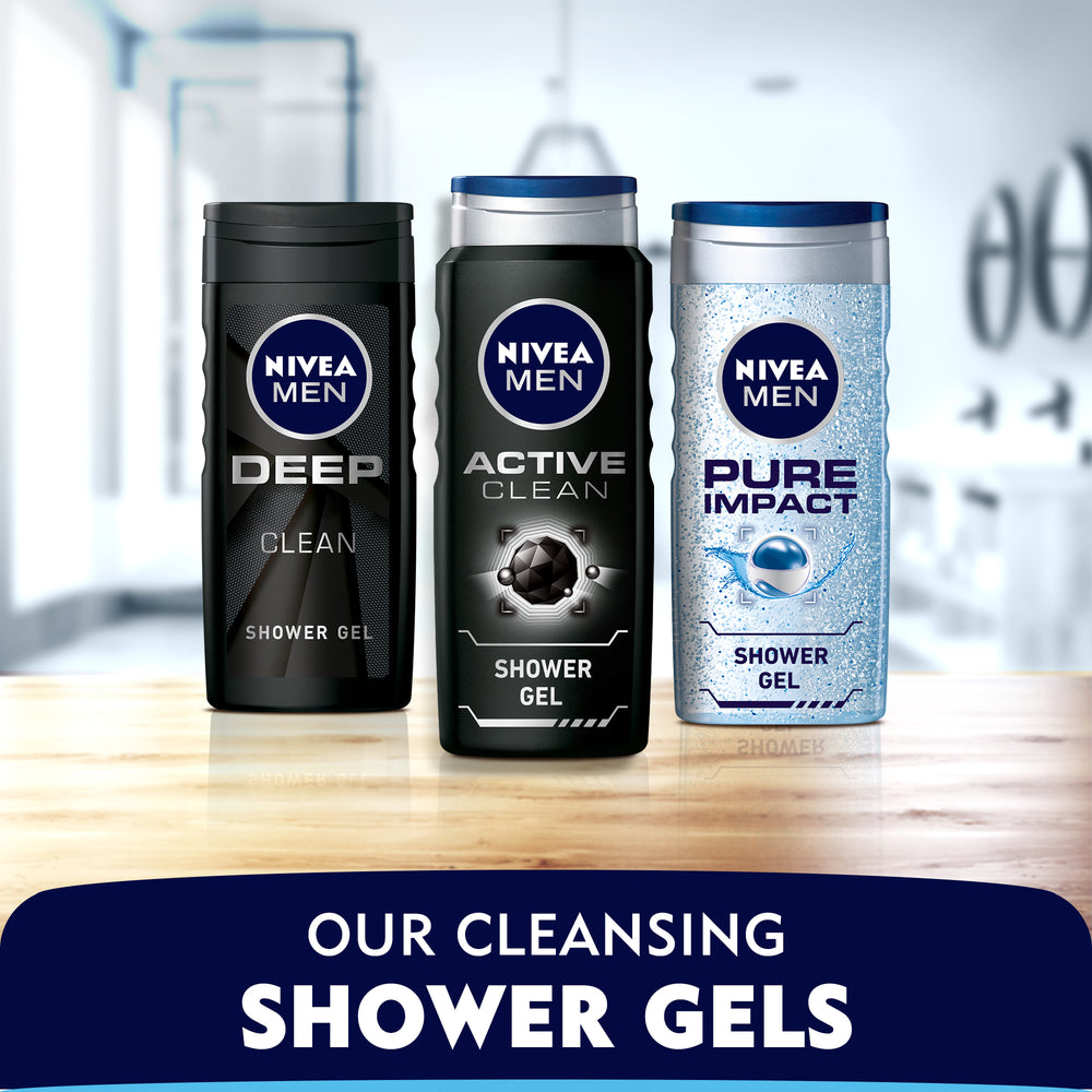 Nivea Men Deep Shower Gel 3in1, Micro-Fine Clay, Woody Scent, 250ml