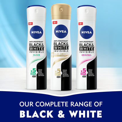 Nivea Black &amp; White Invisible Silky Smooth, Antiperspirant for Women, Spray 150ml