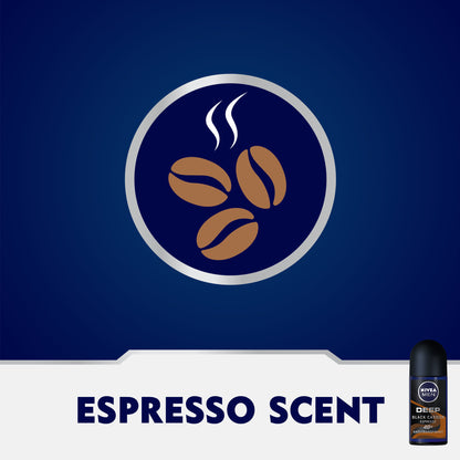 Nivea Men Deep Black Carbon Espresso, Antiperspirant for Men, Antibacterial, Roll-on 50ml