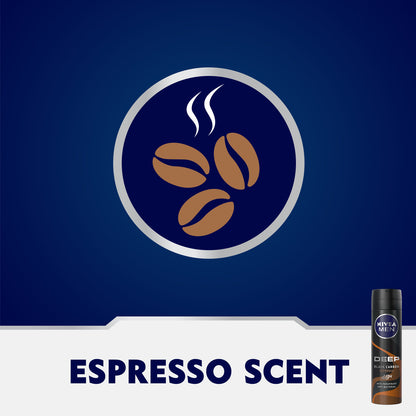 Nivea Men Deep Black Carbon Espresso, Antiperspirant for Men, Antibacterial, Spray 150ml