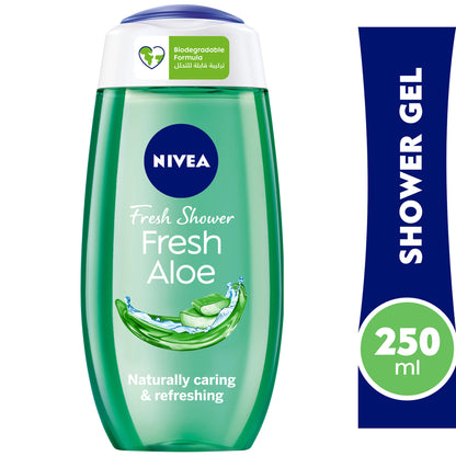 Nivea Fresh Aloe Shower Gel, Natural Aloe Vera, Fresh Scent, 250ml