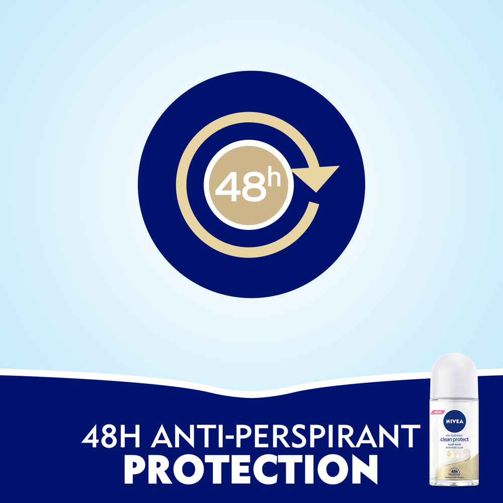 Nivea Clean Protect with Pure Alum, Antiperspirant for Women, Roll-on 50ml