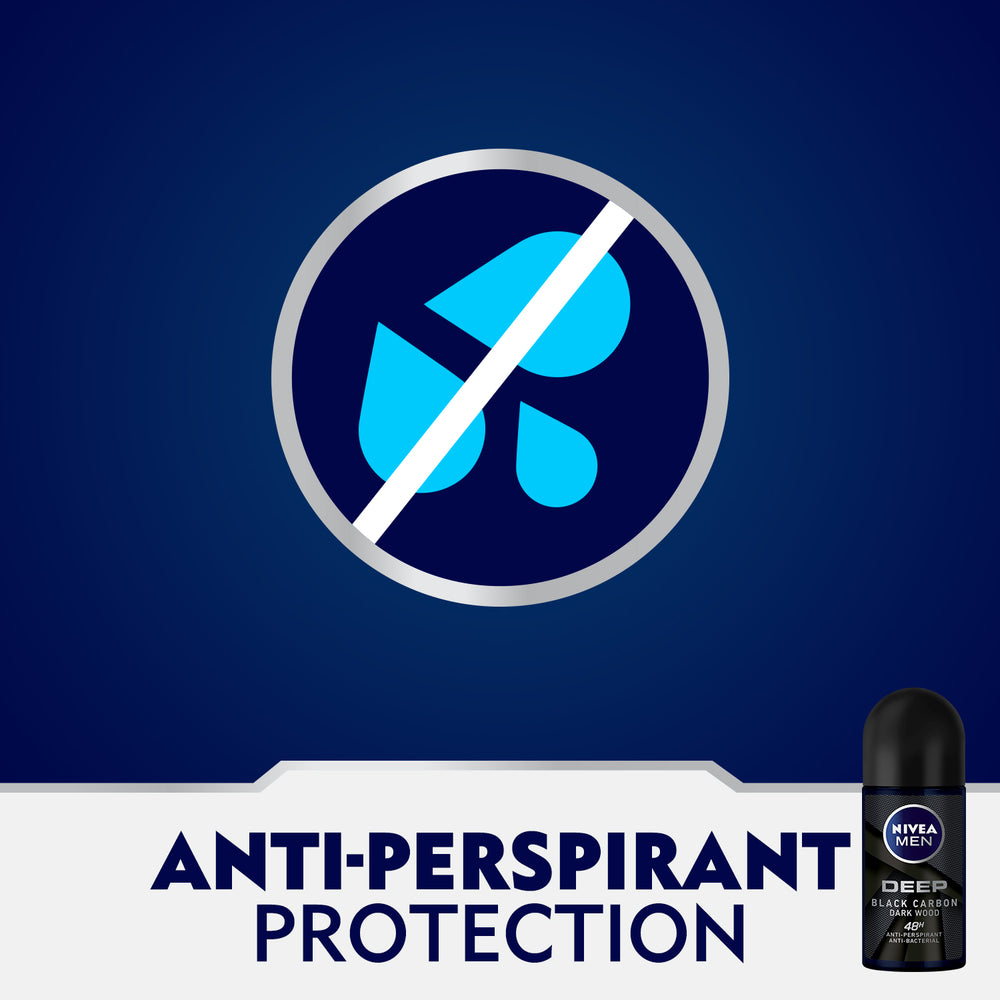 Nivea Men Deep Dry &amp; Clean Feel, Antiperspirant for Men, Antibacterial, Roll-on 50ml